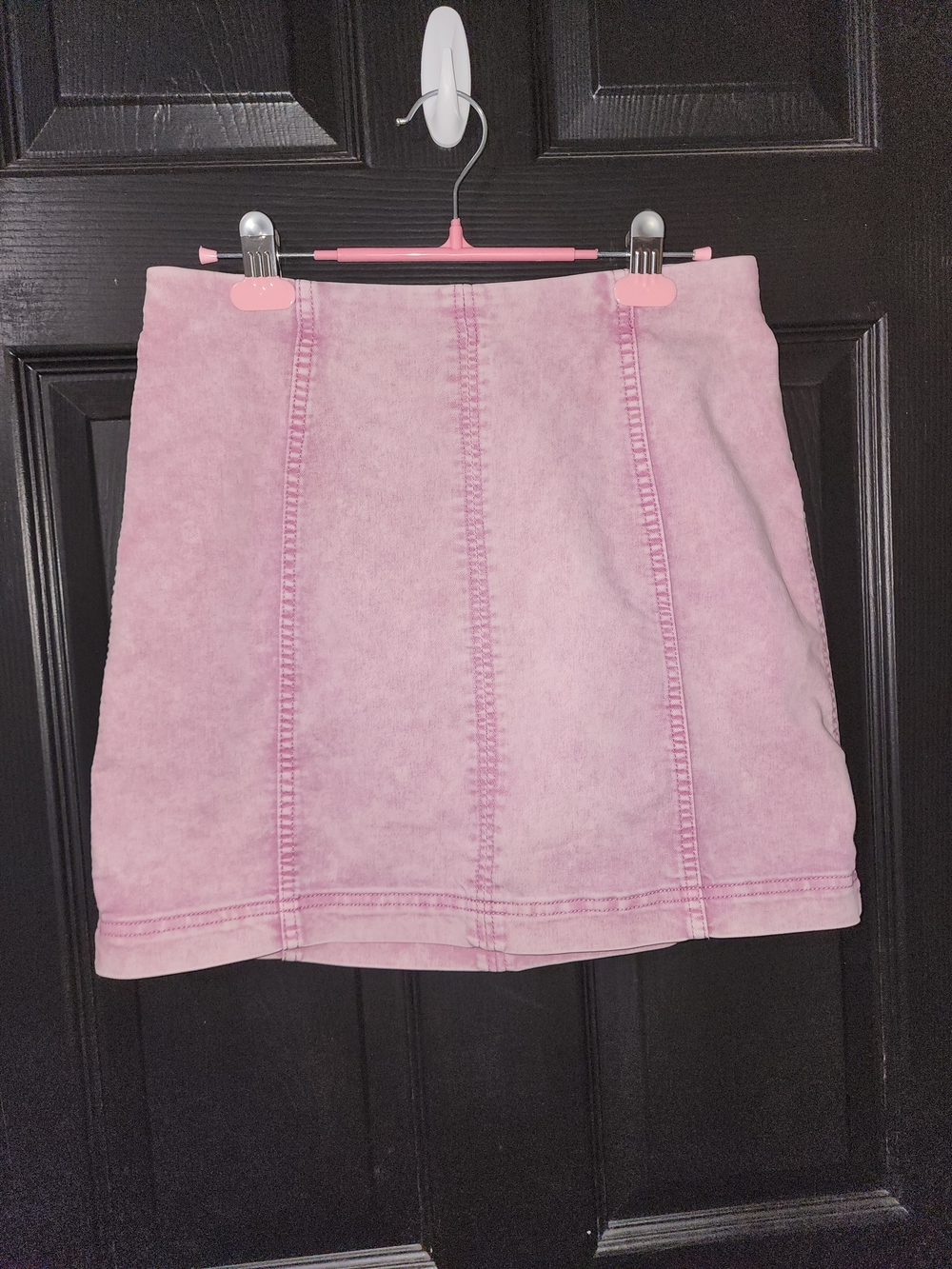 Free People Pink Washed Panel-Seam Mini Skirt